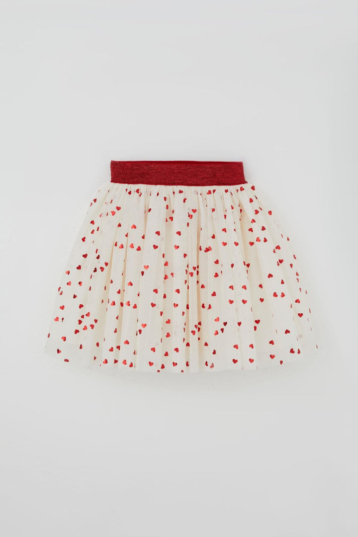 BRE Breeze Girl Child Tutu Skirt with Glitter Heart Pattern Elastic Waist 50 Years, Ecru - Newcastle