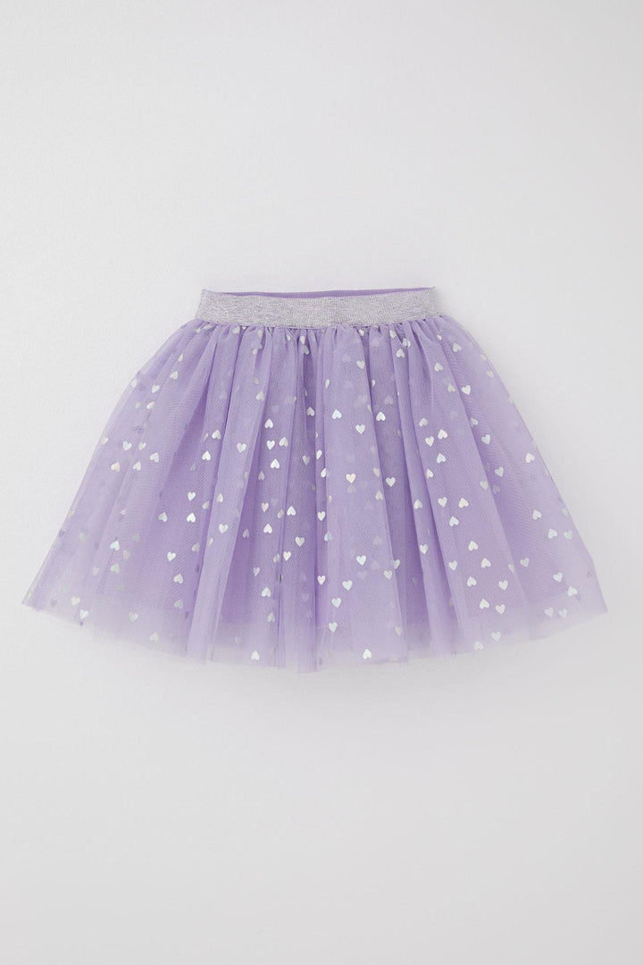 BRE Breeze Girl Child Tutu Skirt with Glitter Heart Pattern Elastic Waistband 50 Years, Lilac - Wichita Falls