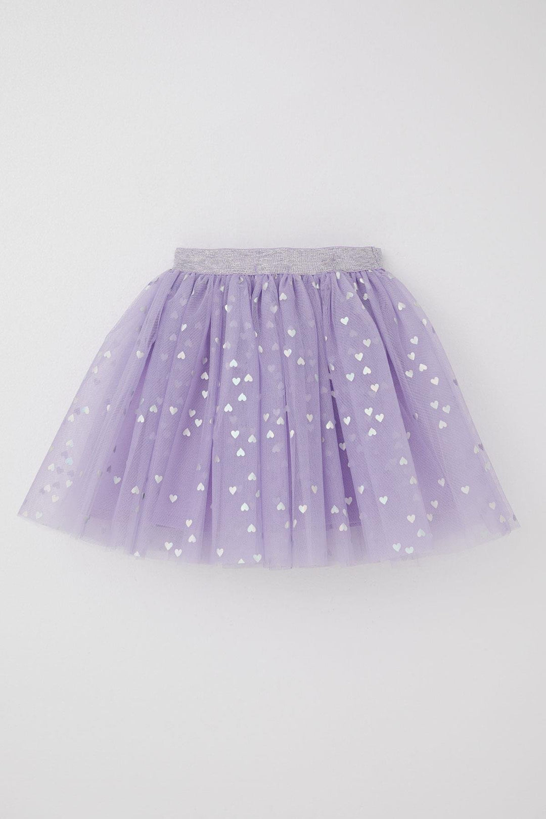 BRE Breeze Girl Child Tutu Skirt with Glitter Heart Pattern Elastic Waistband 50 Years, Lilac - Wichita Falls
