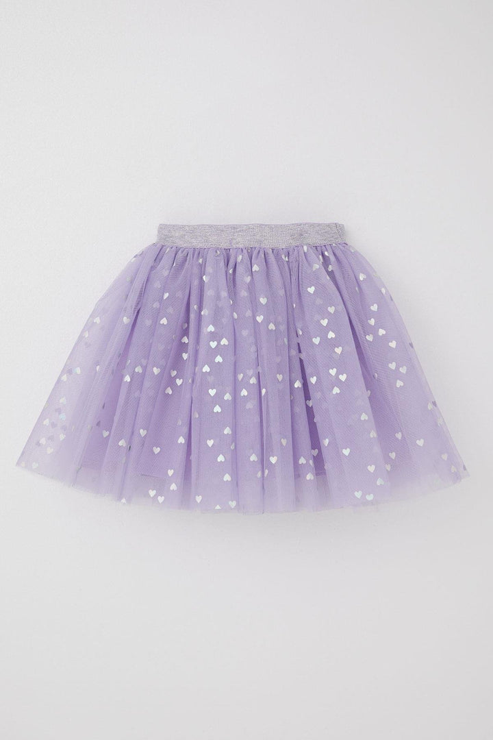 BRE Breeze Girl Child Tutu Skirt with Glitter Heart Pattern Elastic Waistband 50 Years, Lilac - Wichita Falls