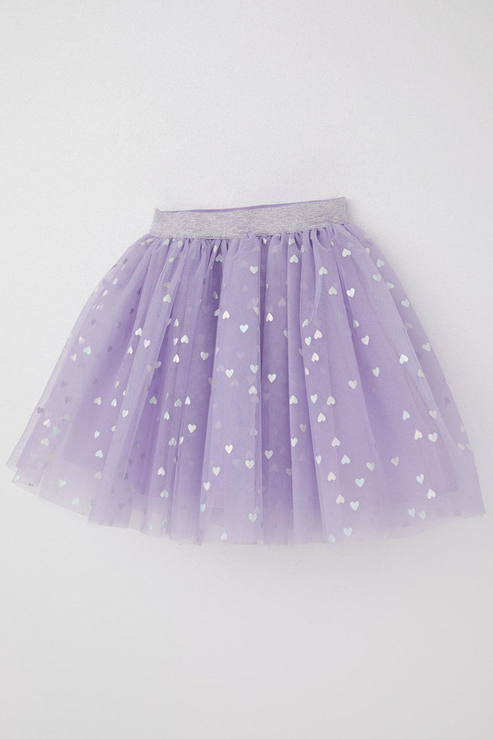 BRE Breeze Girl Child Tutu Skirt with Glitter Heart Pattern Elastic Waistband 50 Years, Lilac - Wichita Falls