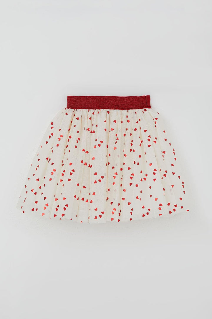 BRE Breeze Girl Child Tutu Skirt with Glitter Heart Pattern Elastic Waist 50 Years, Ecru - Newcastle