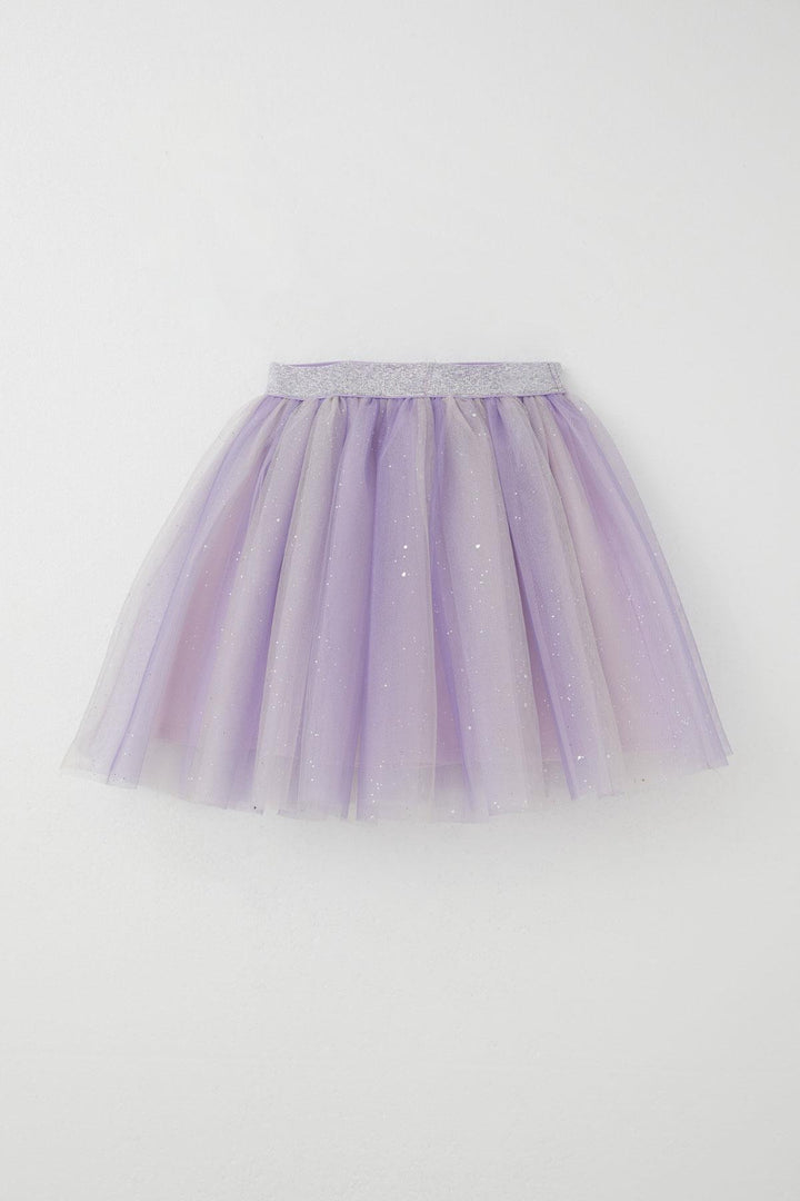 BRE Breeze Girl Child Tutu Skirt with Glittery Mini Star Pattern, 5-9 Years, Lilac - Huehuetoca