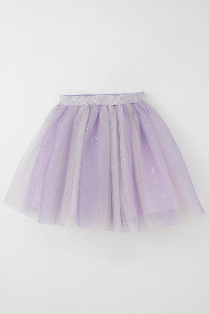 BRE Breeze Girl Child Tutu Skirt with Glittery Mini Star Pattern, 5-9 Years, Lilac - Huehuetoca
