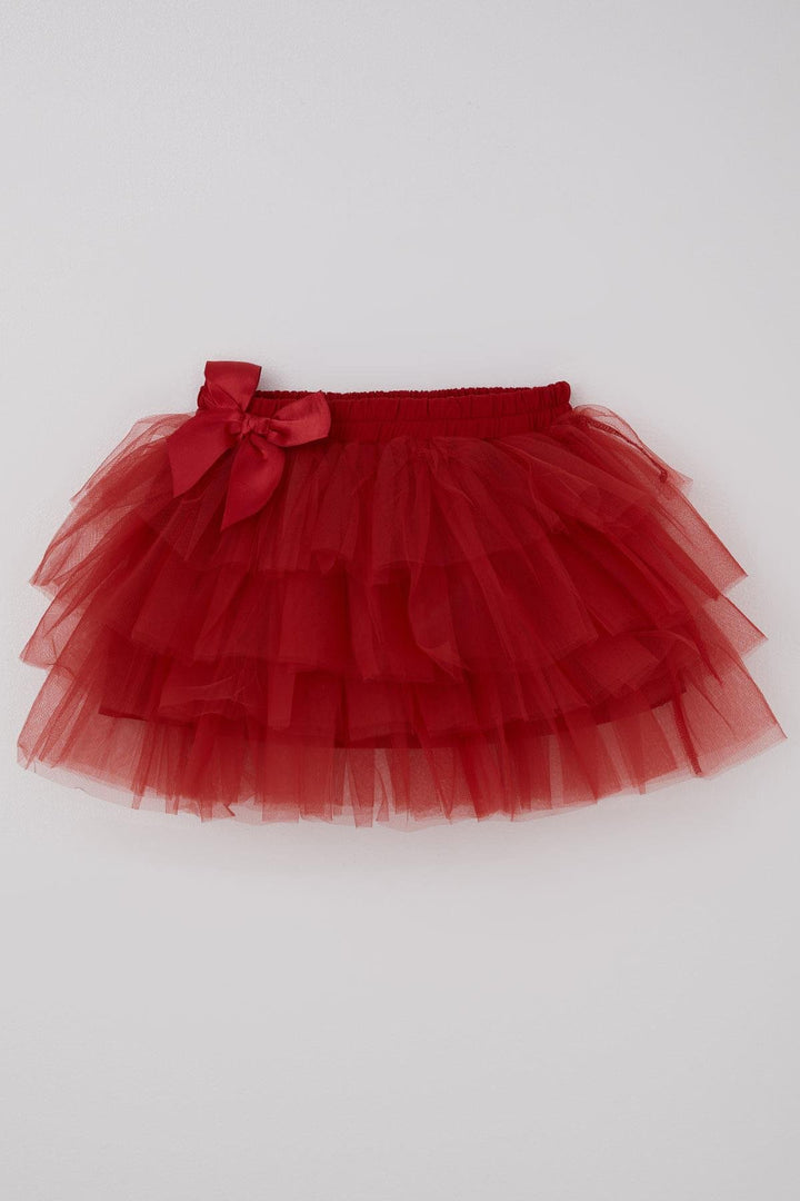 BRE Breeze Girl Child Tutu Skirt Tulle Detailed Layered Bow Accessorized 4-8 Years, Red - Leonberg