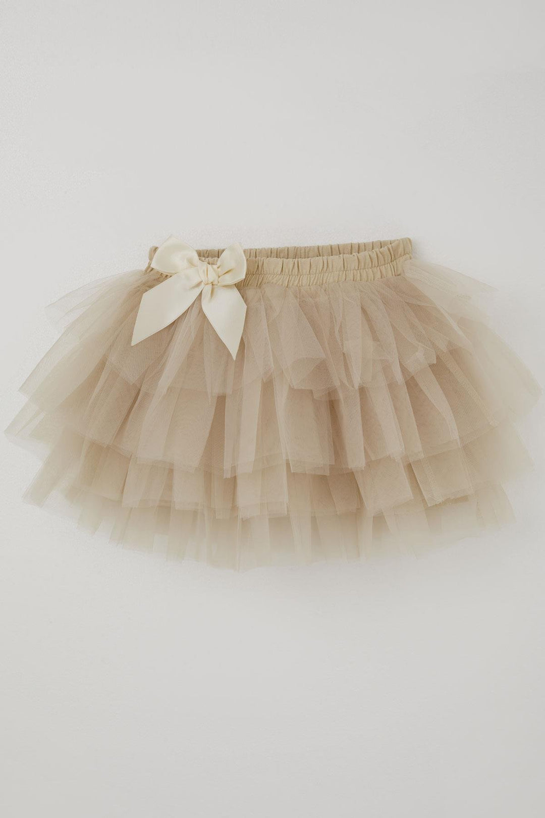 BRE Breeze Girl Child Tutu Skirt Tulle Detailed Layered Bow Accessorized 4-8 Years, Beige - Huelva