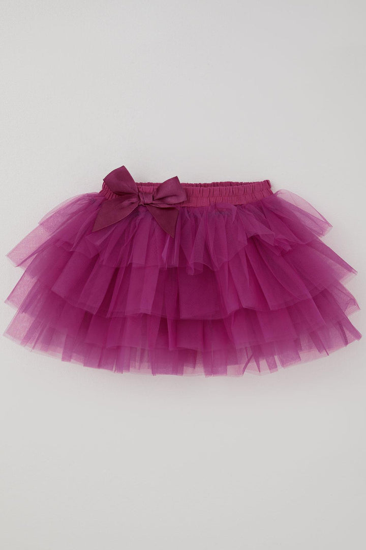 BRE Breeze Kız Çocuk Tütü Etek Tül Detaylı Katlı Fiyonk Aksesuarlı 4-8 Yaş, Fuşya - Auxerre