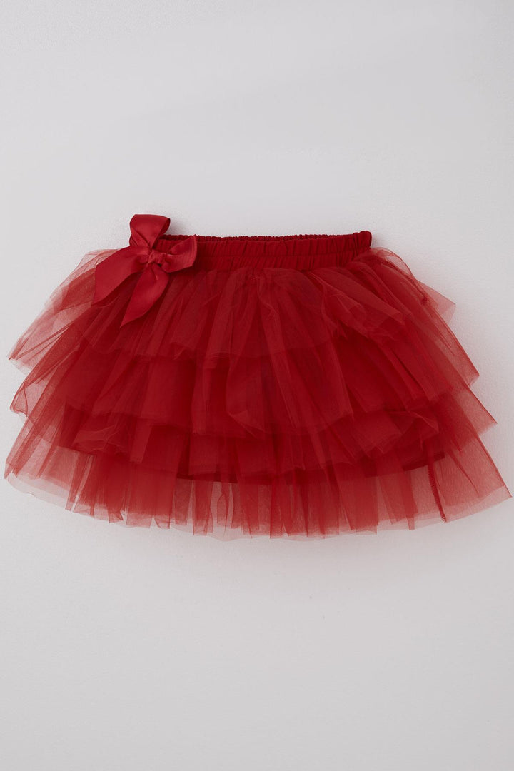 BRE Breeze Girl Child Tutu Skirt Tulle Detailed Layered Bow Accessorized 4-8 Years, Red - Leonberg