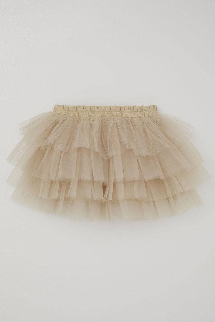 BRE Breeze Girl Child Tutu Skirt Tulle Detailed Layered Bow Accessorized 4-8 Years, Beige - Huelva