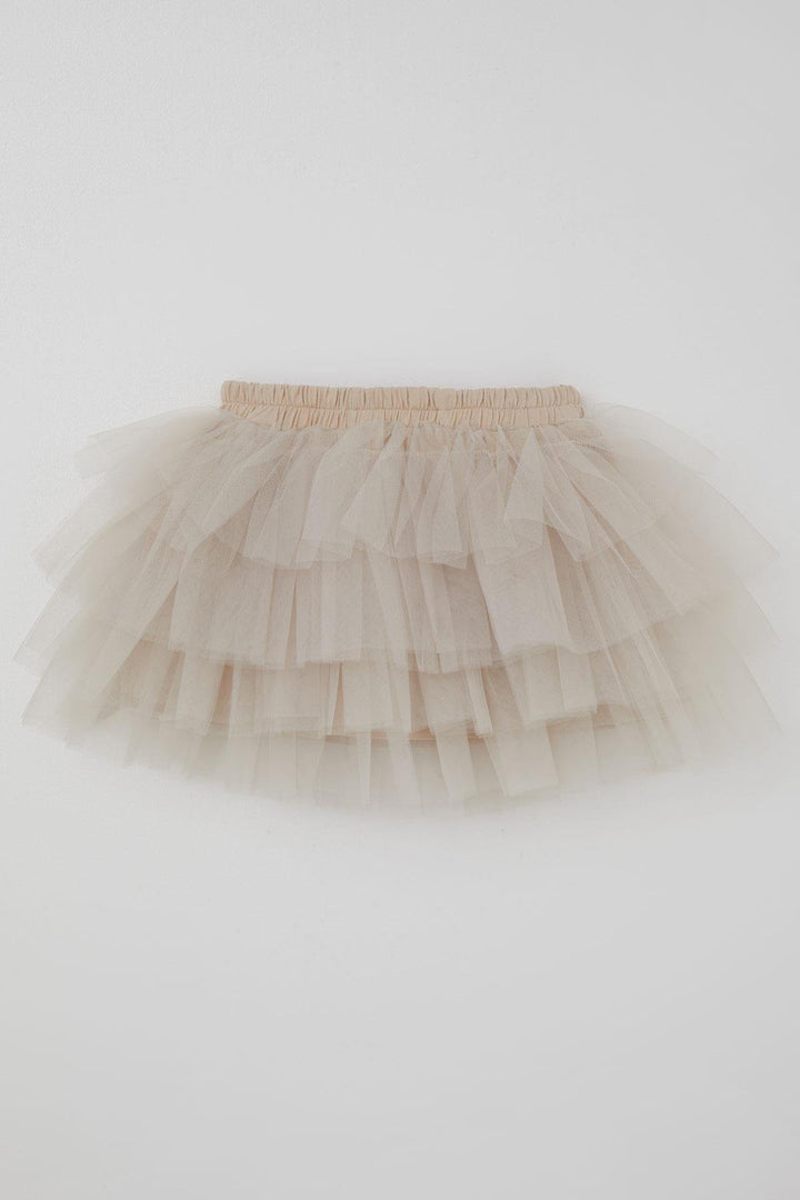 BRE Breeze Girl Child Tutu Skirt Tulle Detailed Layered Bow Accessorized 4-8 Years, Stone - Granadilla de Abona