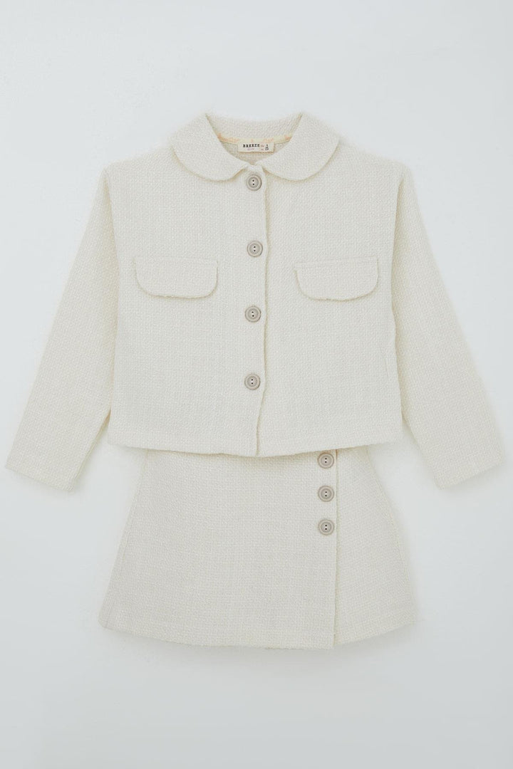 BRE Breeze Girl Child Corduroy Shorts Skirt Set Button Accessorized Self-patterned 50 Years, Ecru - Norfolk