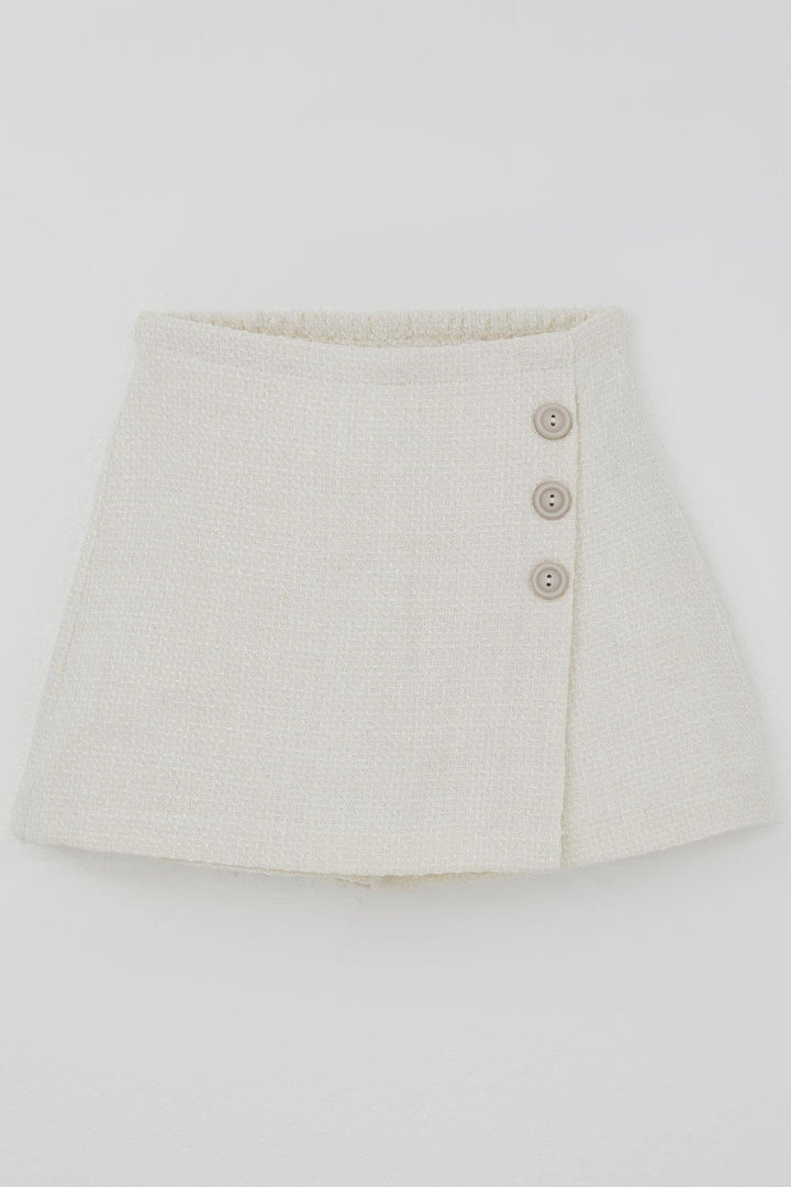 BRE Breeze Girl Child Corduroy Shorts Skirt Set Button Accessorized Self-patterned 50 Years, Ecru - Norfolk