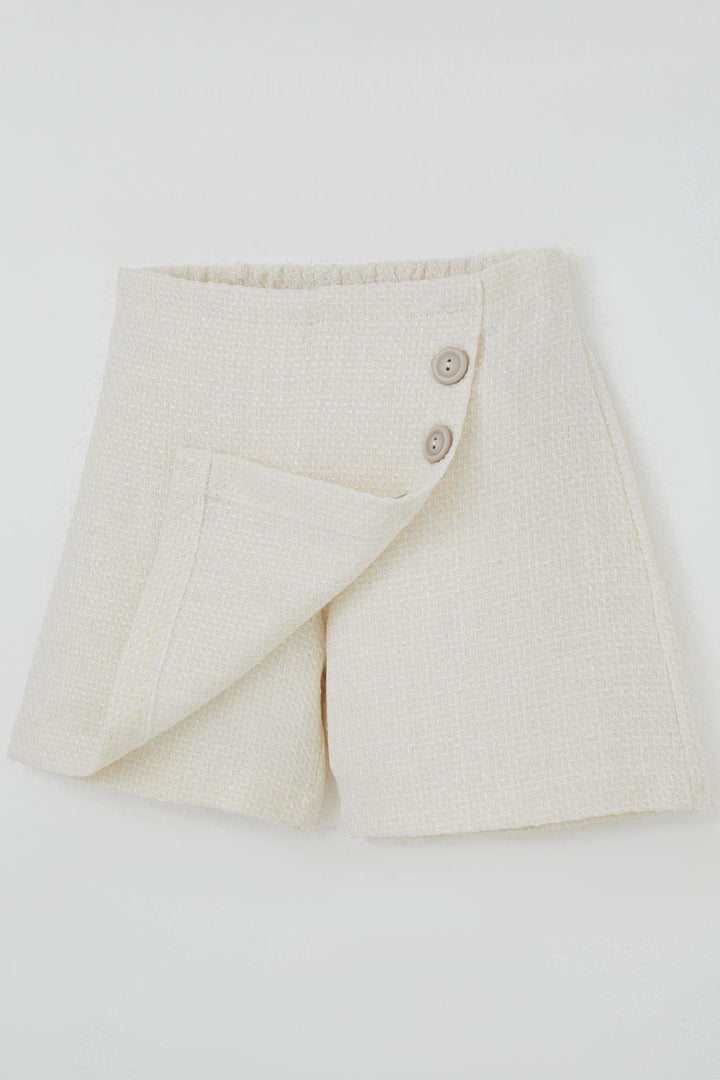 BRE Breeze Girl Child Corduroy Shorts Skirt Set Button Accessorized Self-patterned 50 Years, Ecru - Norfolk