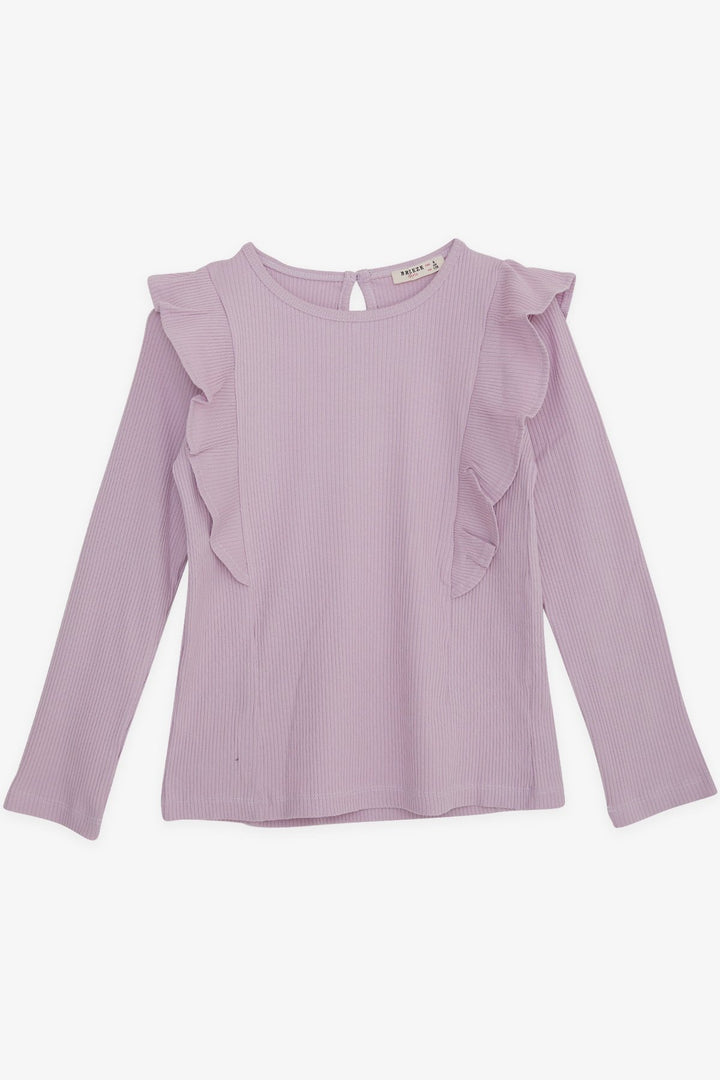 BRE Breeze Girl's Long Sleeve Frilly Blouse 4-8 Years, Light Lilac - Wheeling