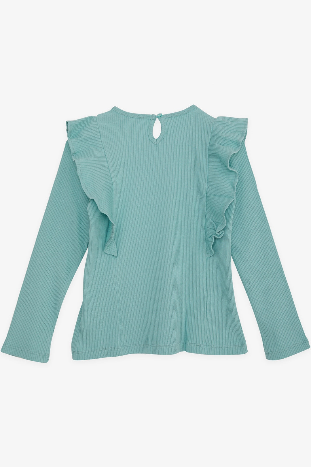 BRE Breeze Girl Child Long Sleeve Blouse with Ruffles 4-8 Years, Aqua Green - San José del Cabo