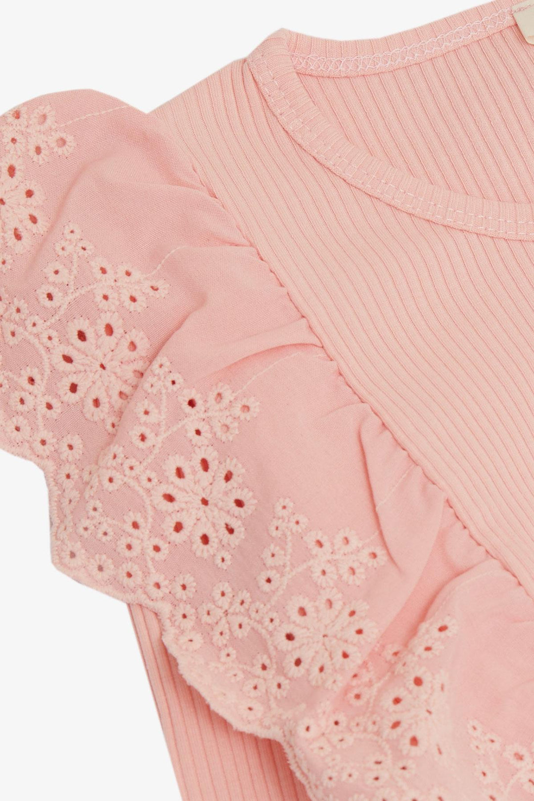 BRE Breeze Girl Child Long Sleeve Blouse with Guipure Flower Embroidery, 82 Years, Pink - Boucherville