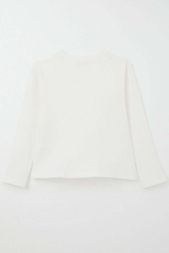 BRE Breeze Girl Child Long Sleeve Blouse with Pearl Daisy Embroidery Armored 84 Years, Ecru - Marratxi