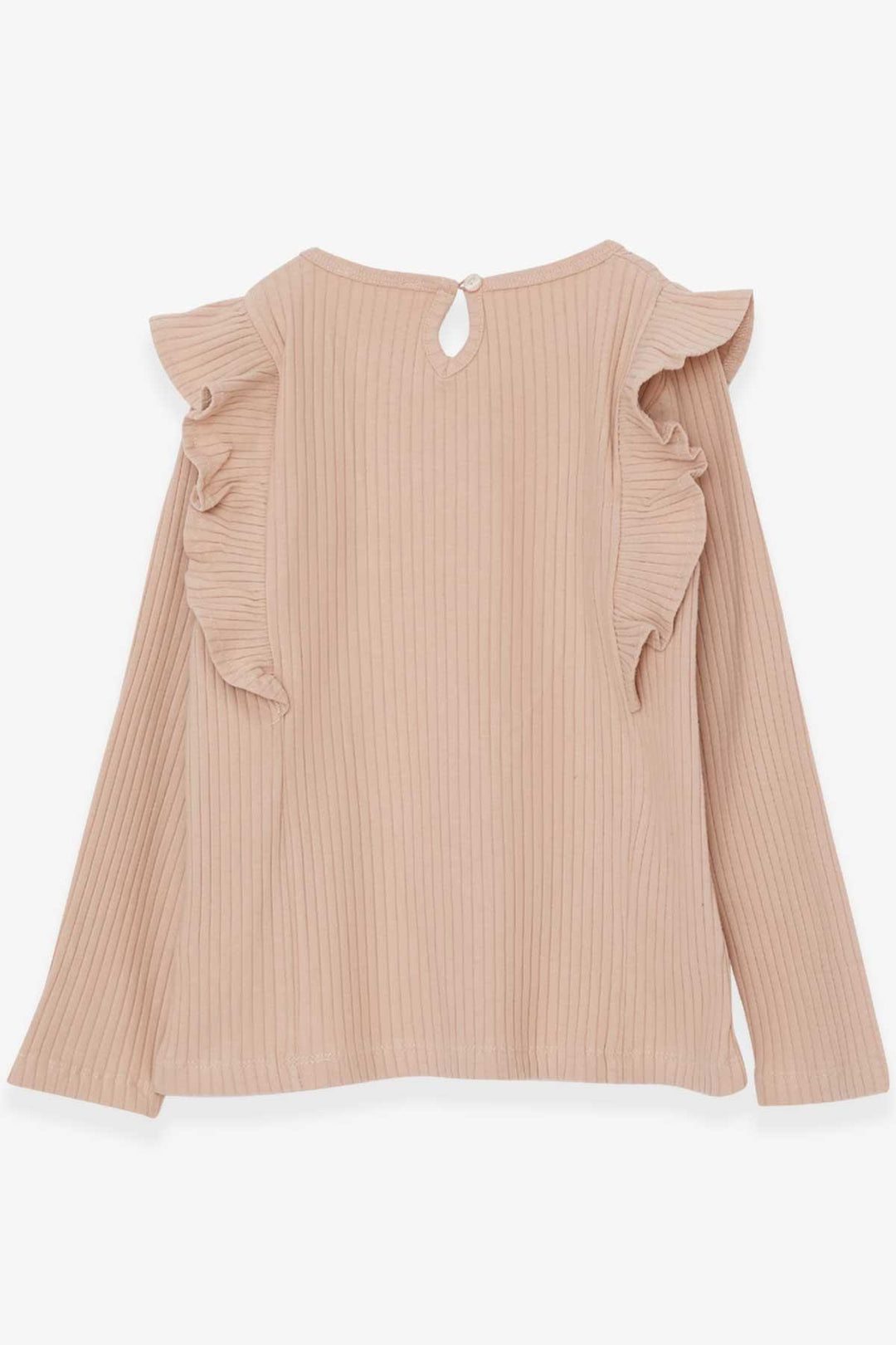 BRE Breeze Girl Child Long Sleeve Blouse with Frilly Shoulders, 62 Years, Beige - Haverford
