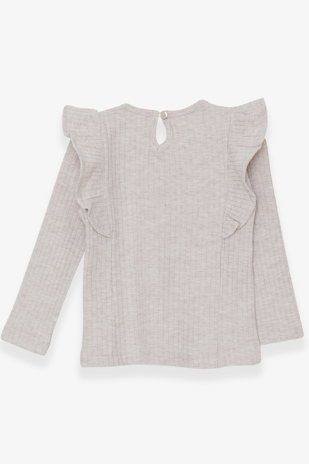 BRE Breeze Girl Child Long Sleeve Blouse with Frilly Shoulders 1.5-5 Years, Beige Melange - Cornwall