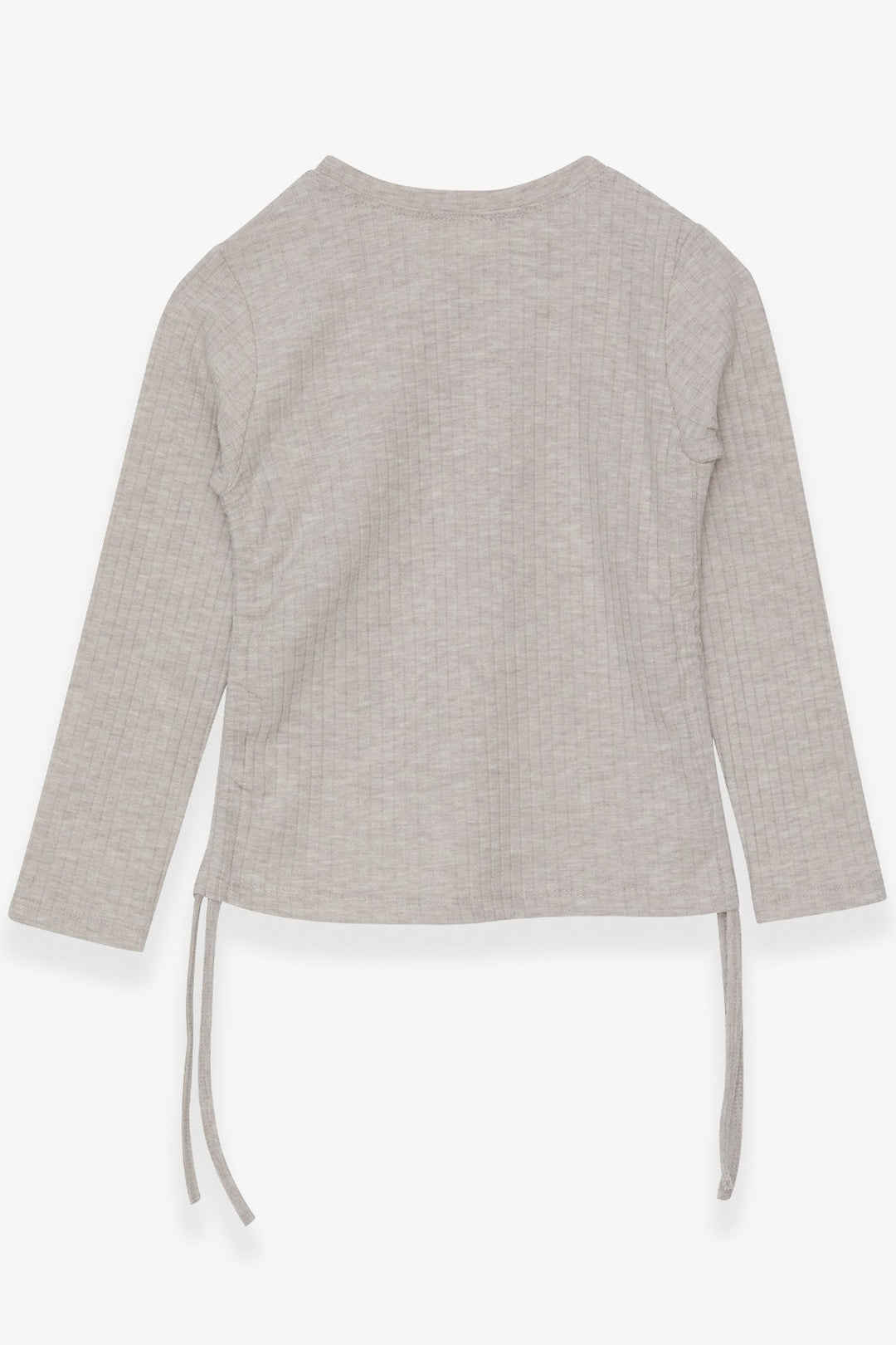 BRE Breeze Girl Child Long Sleeve Blouse with Ruched Sides 84 Years, Beige Melange - Grapevine