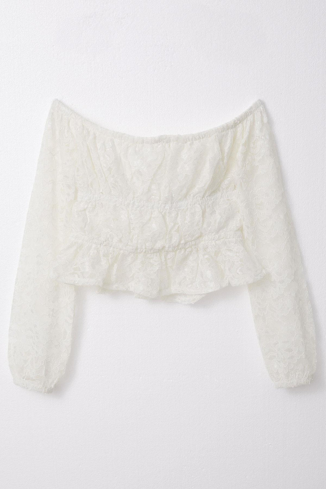 BRE Breeze Girl Child Long Sleeve Lace Crop Blouse 94 Years, Ecru - Burjasot