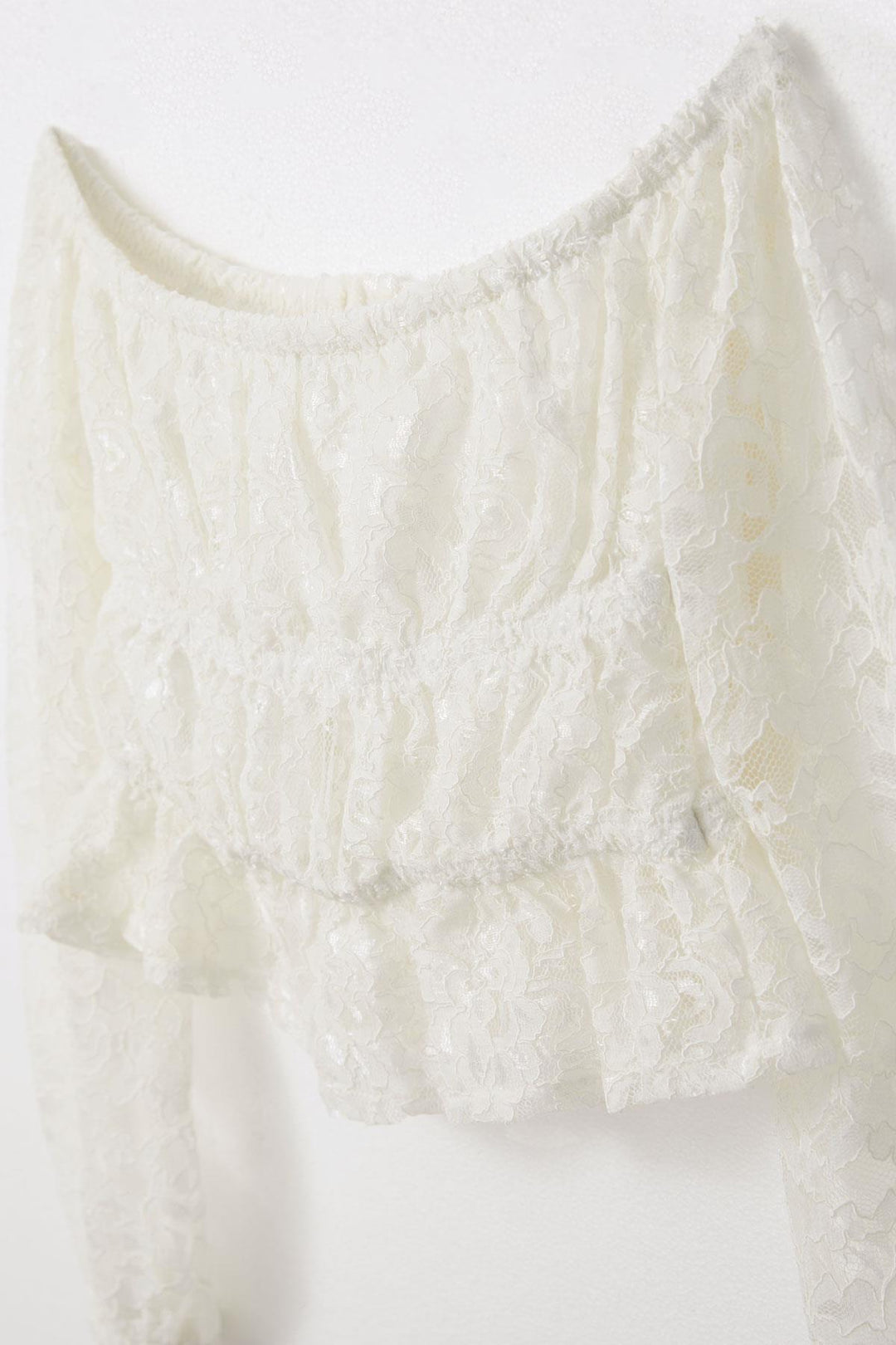 BRE Breeze Girl Child Long Sleeve Lace Crop Blouse 94 Years, Ecru - Burjasot