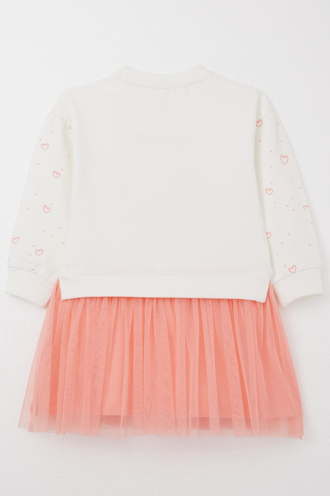 BRE Breeze Girl Child Long Sleeve Dress Friend Themed Heart Patterned Sleeves 2-6 Years, Ecru - Perth