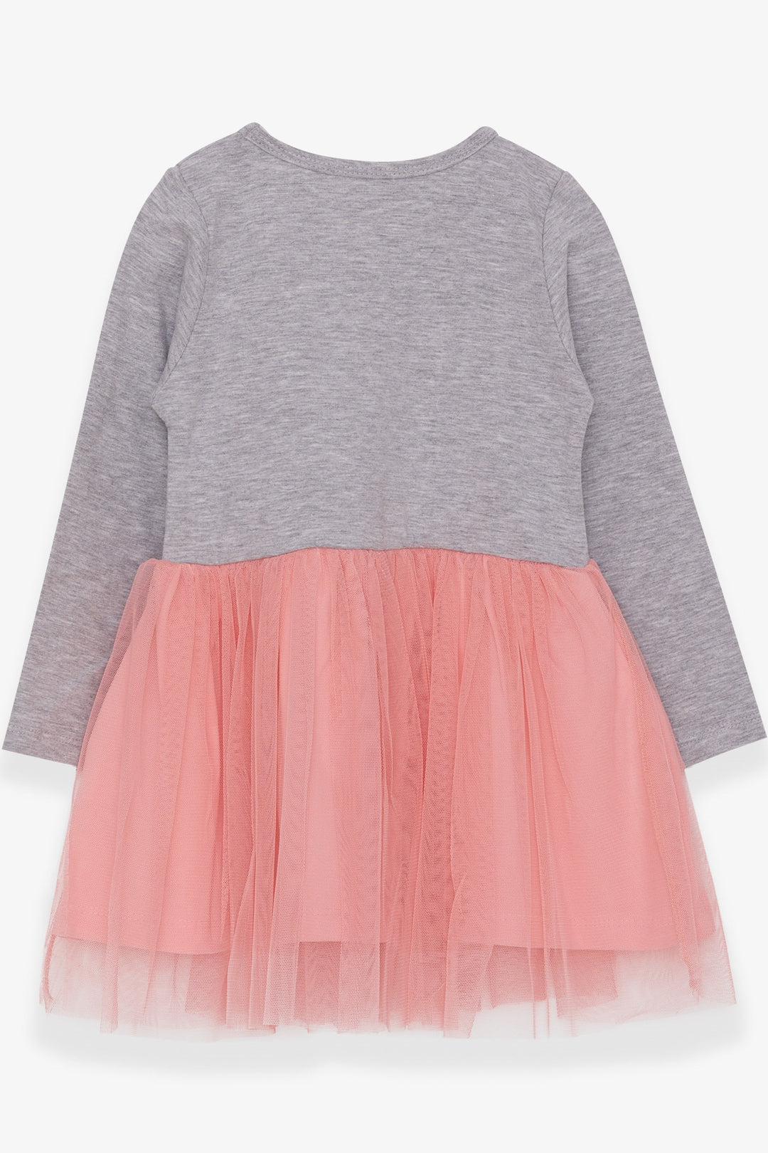 BRE Breeze Girl Child Long Sleeve Dress with Bear Accessory, 3-8 Years, Grey Melange - Rosenberg