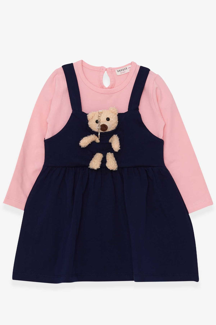 BRE Breeze Girl Child Long Sleeve Dress with Bear Accessory 2-6 Years, Navy Blue - Andria