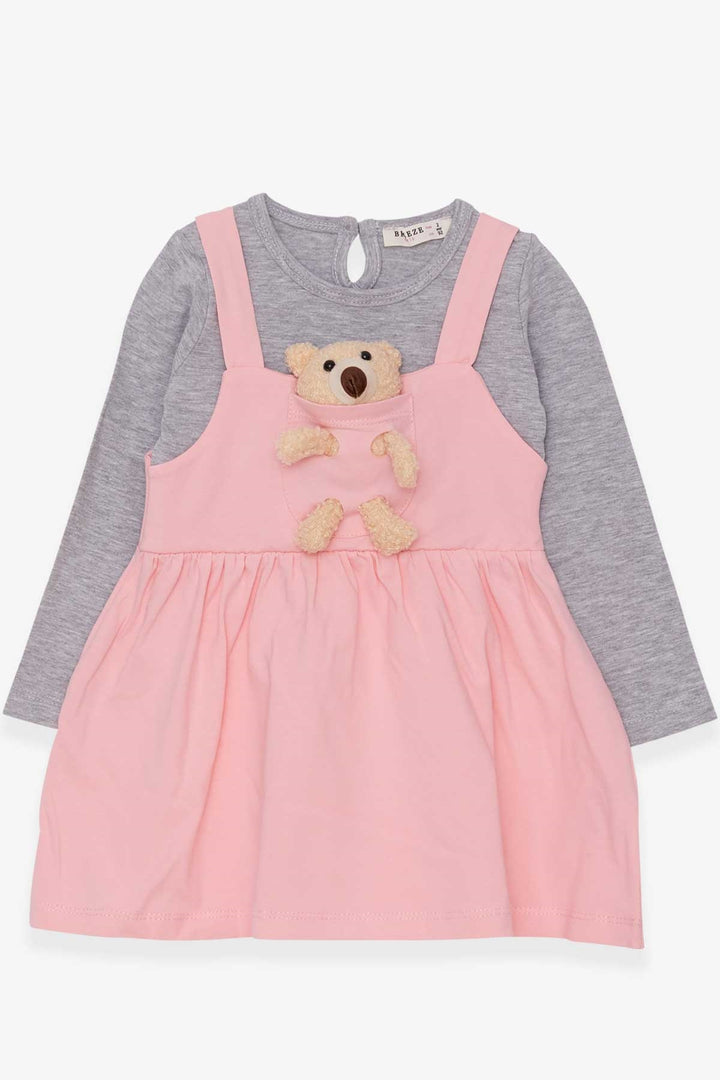 BRE Breeze Girl Child Long Sleeve Dress with Bear Accessory 2-6 Years, Powder - Morecambe