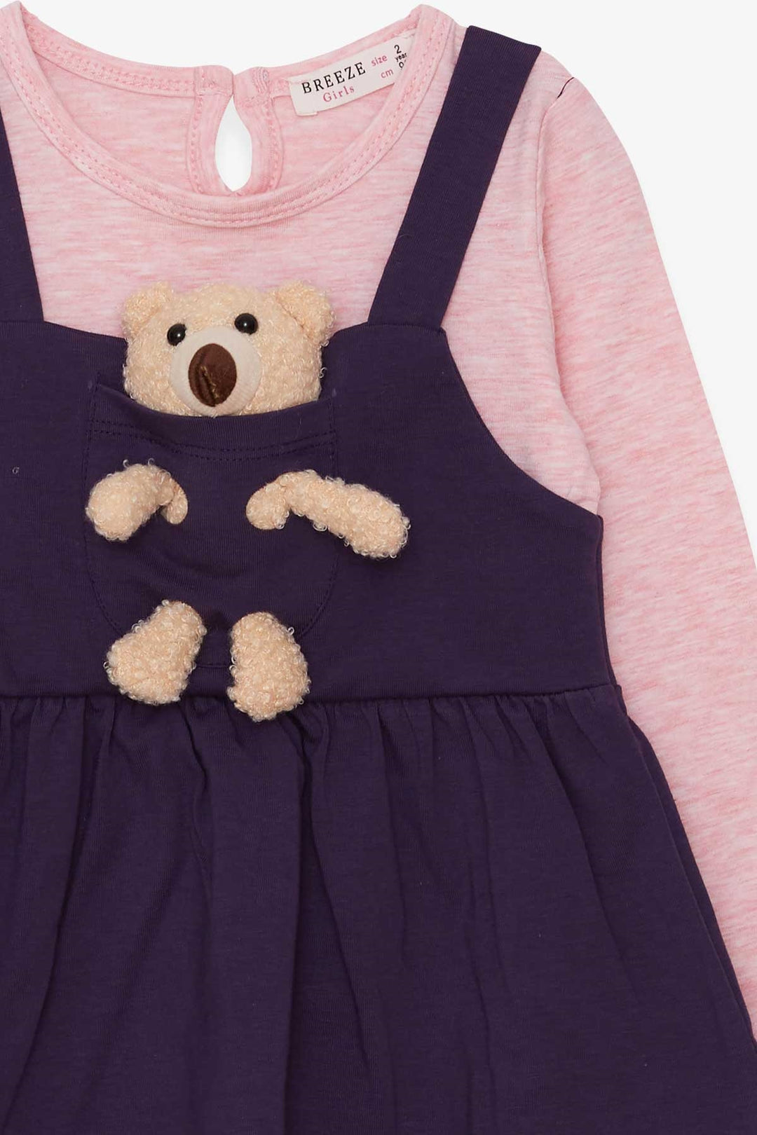 BRE Breeze Girl Child Long Sleeve Dress with Bear Accessories 2-6 Years, Purple - Genk