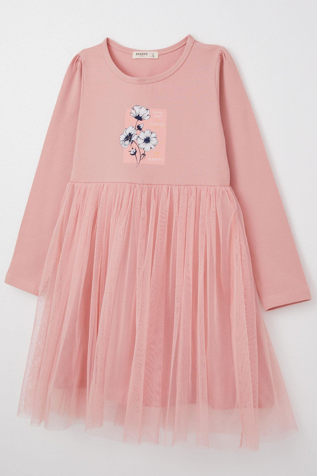 BRE Breeze Girl Child Long Sleeve Dress Spring Themed Flower Printed 4-9 Years, Rose Pink - Freeport