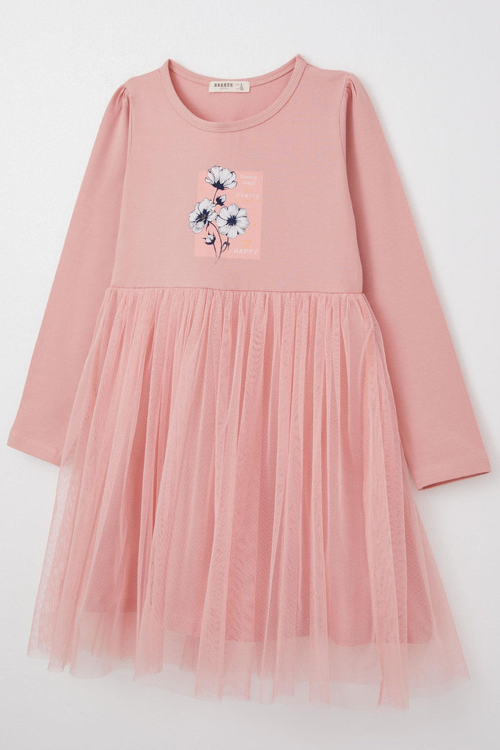BRE Breeze Girl Child Long Sleeve Dress Spring Themed Flower Printed 4-9 Years, Rose Pink - Freeport