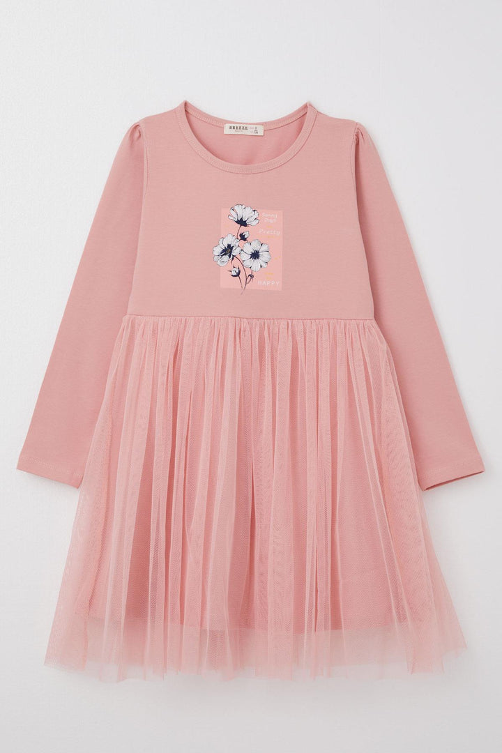 BRE Breeze Girl Child Long Sleeve Dress Spring Themed Flower Printed 4-9 Years, Rose Pink - Freeport