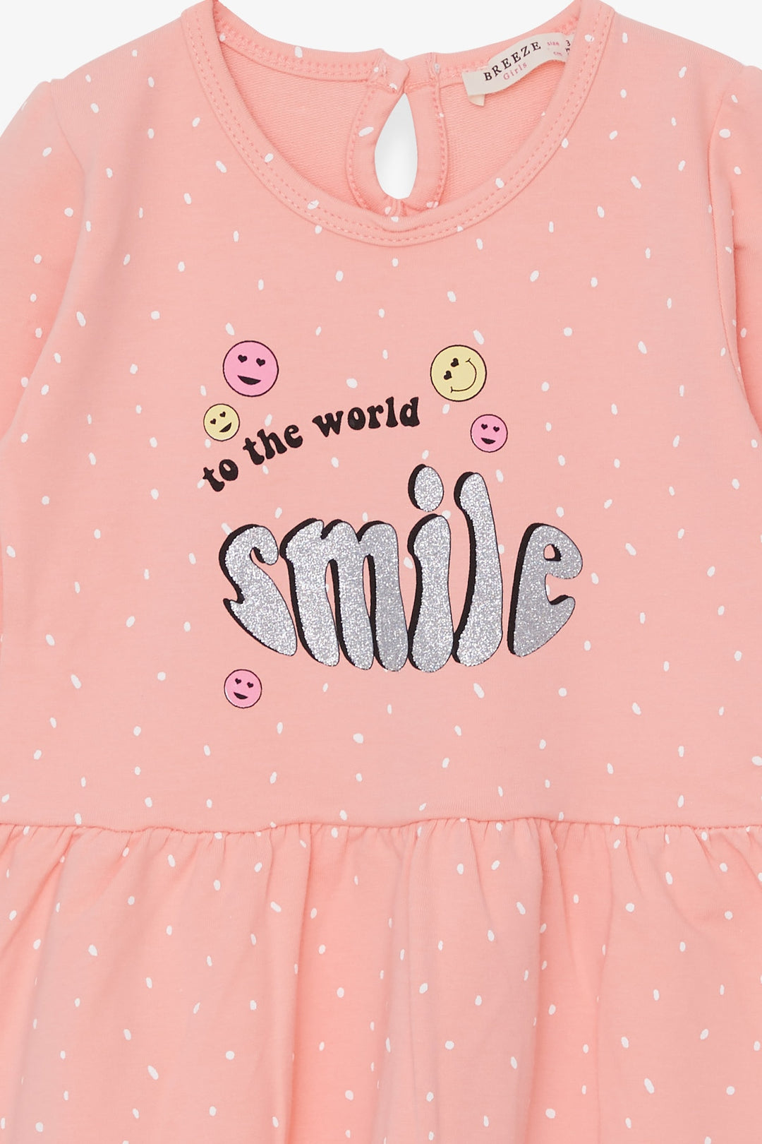 BRE Breeze Girl Child Long Sleeve Dress Printed 1-4 Years, Salmon - Kerkrade