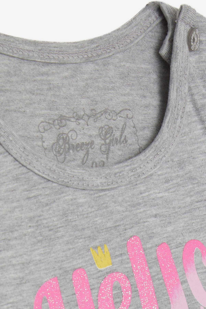 BRE Breeze Girl Child Long Sleeve Dress Printed Tulle 1.5-5 Years, Grey Melange - Kaneohe