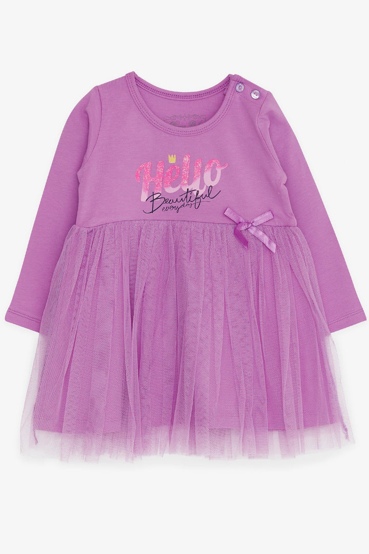 BRE Breeze Girl Child Long Sleeve Dress Printed Tulle 1.5-5 Years, Lilac - Roswell