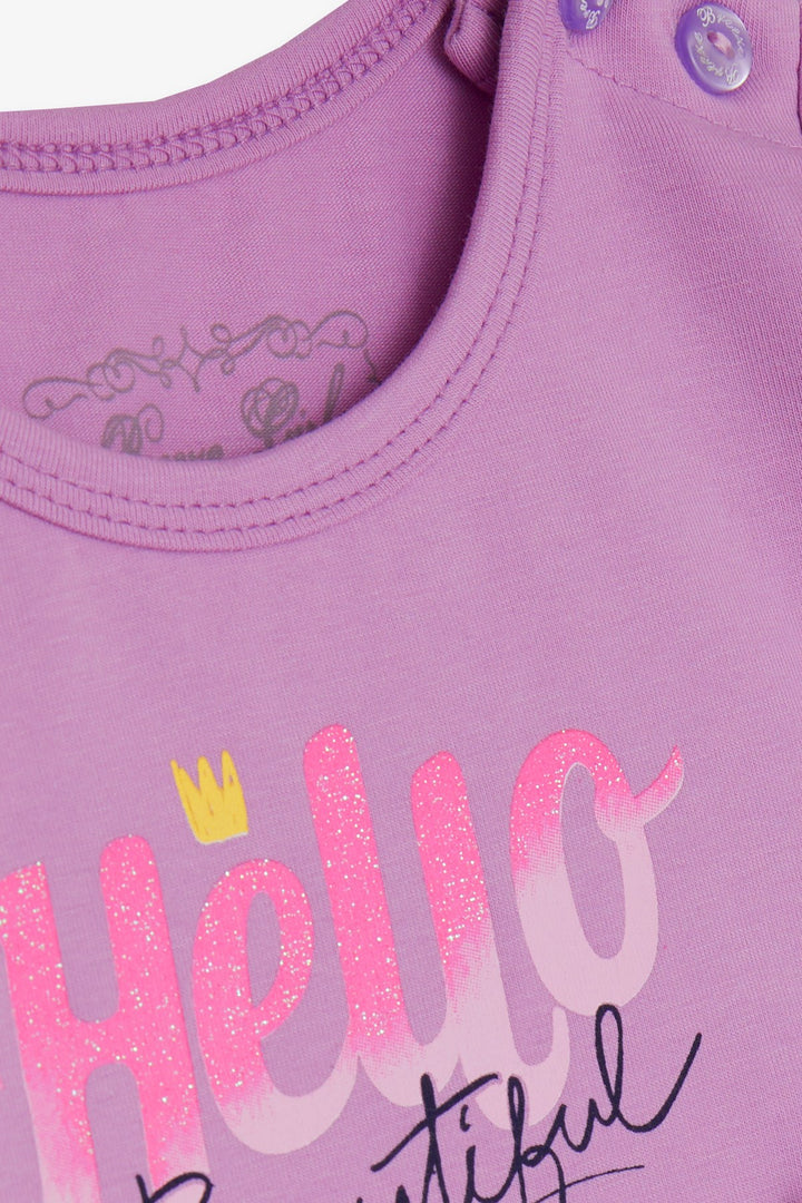 BRE Breeze Girl Child Long Sleeve Dress Printed Tulle 1.5-5 Years, Lilac - Roswell