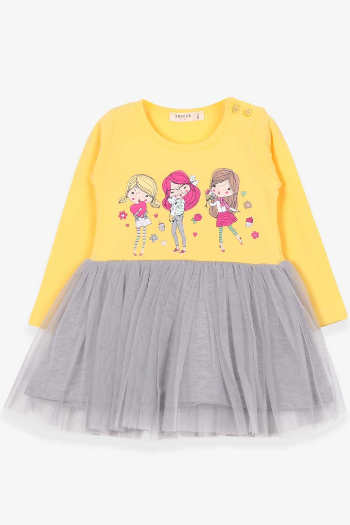 BRE Breeze Girl Child Long Sleeve Dress Printed 1.5-5 Years, Yellow - Los Reyes de Salgado
