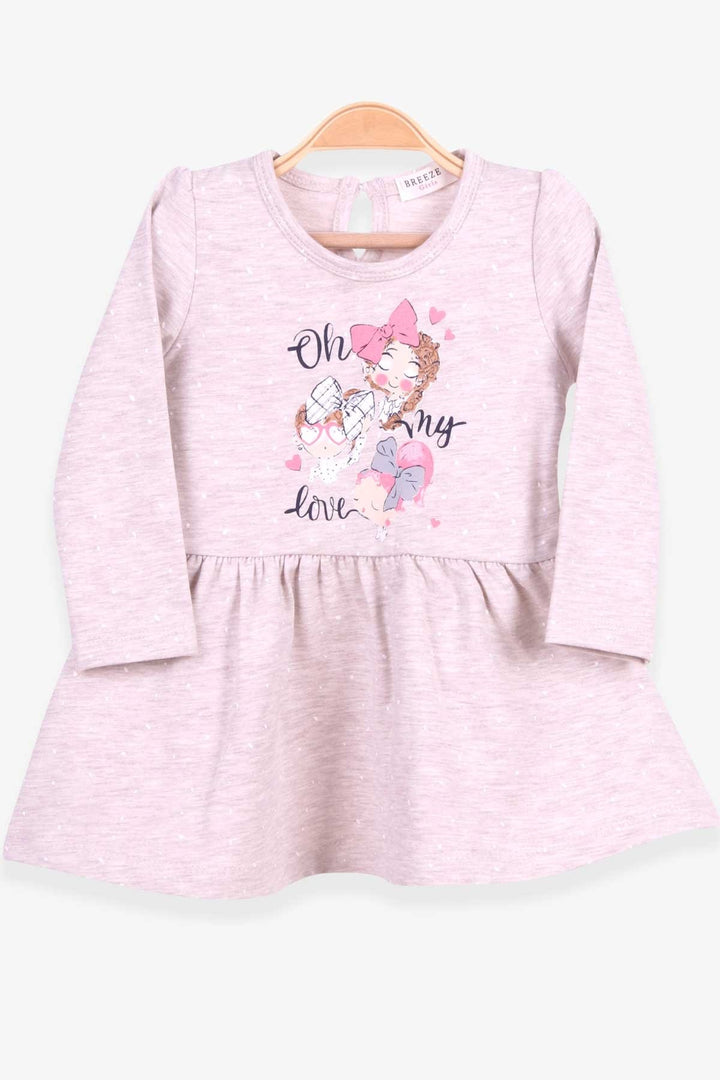 BRE Breeze Girl Child Long Sleeve Dress Baby Printed Patterned 1-4 Years, Beige Melange - Chesterfield