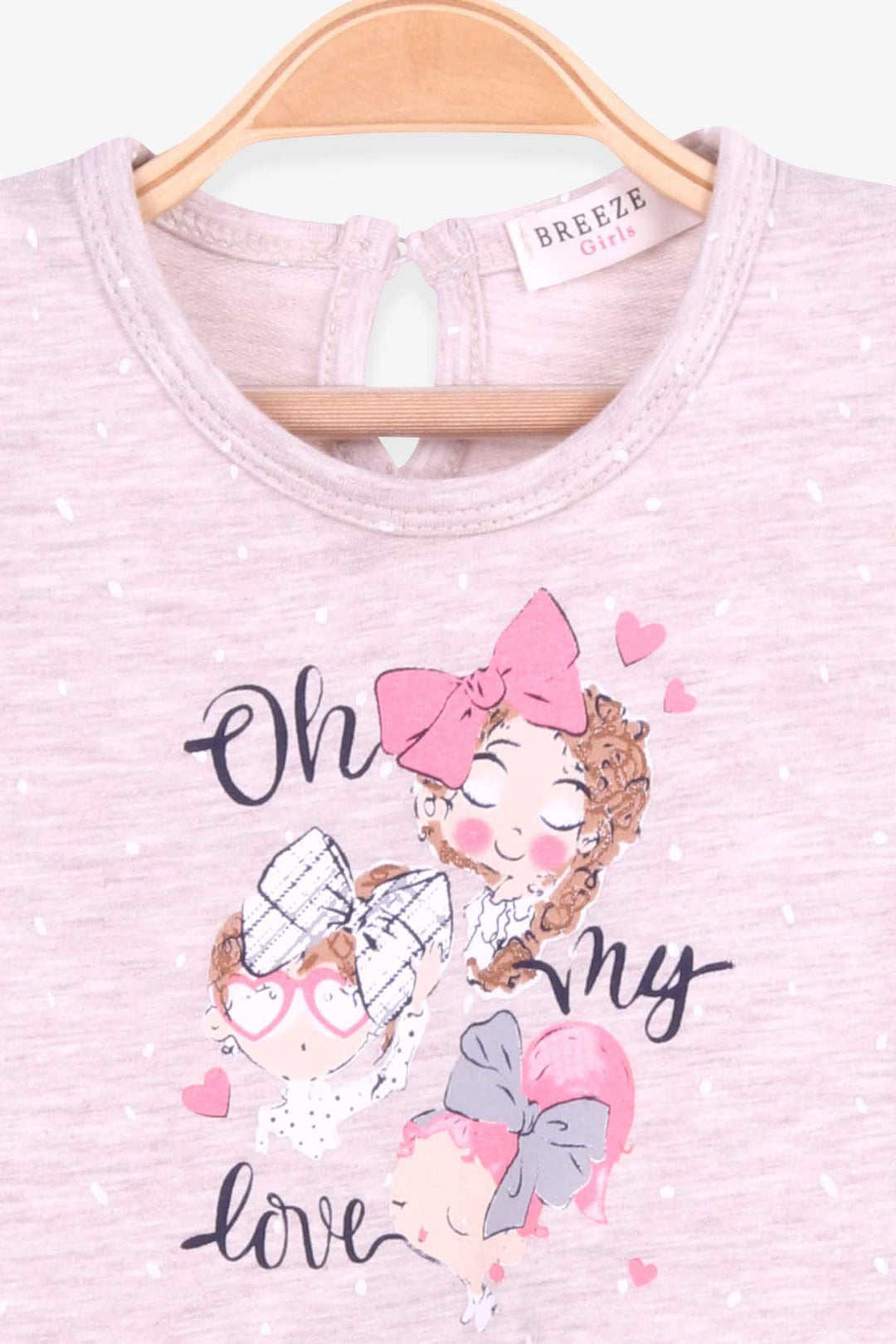 BRE Breeze Girl Child Long Sleeve Dress Baby Printed Patterned 1-4 Years, Beige Melange - Chesterfield