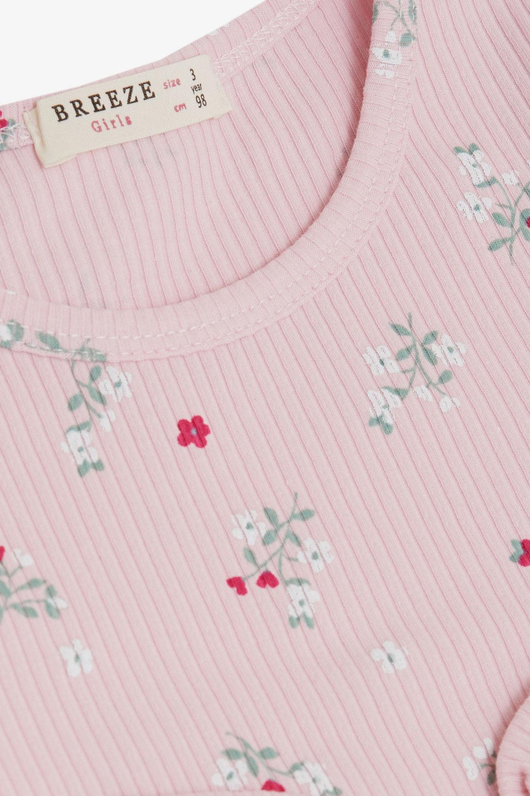 BRE Breeze Girl Child Long Sleeve Dress with Flower Pattern Ruffled Bow 3-7 Years, Pink - Bellingham
