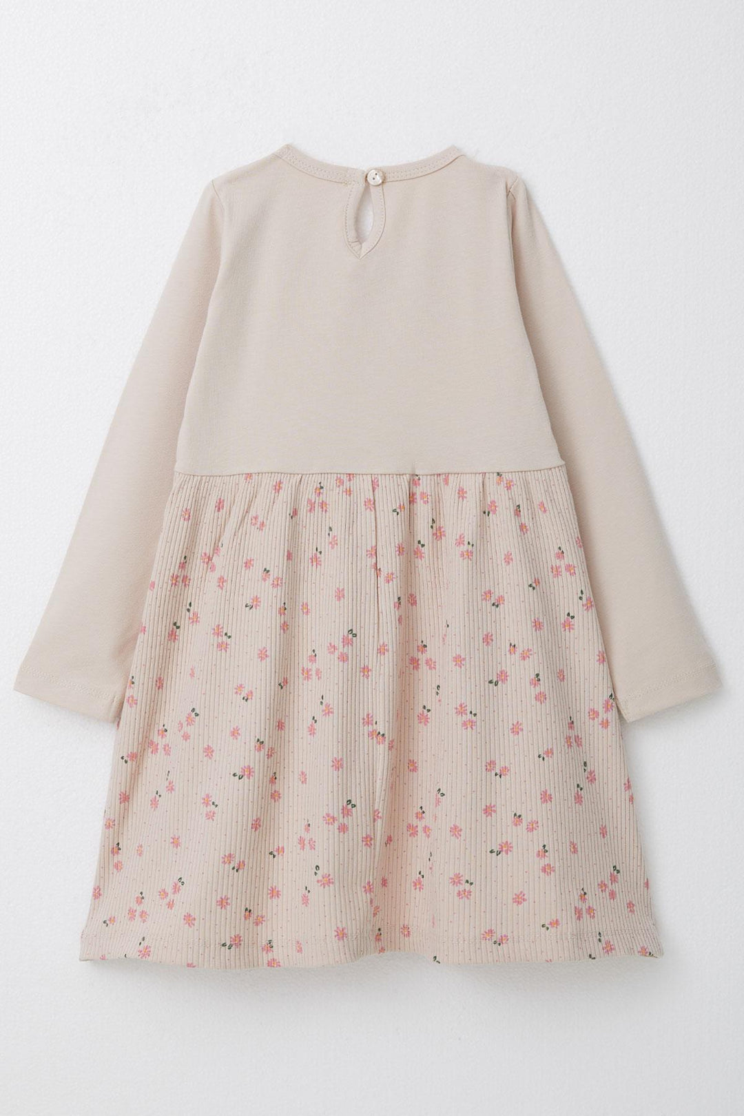 BRE Breeze Girl Child Long Sleeve Dress with Floral Bow 3-8 Years, Beige - Ontario
