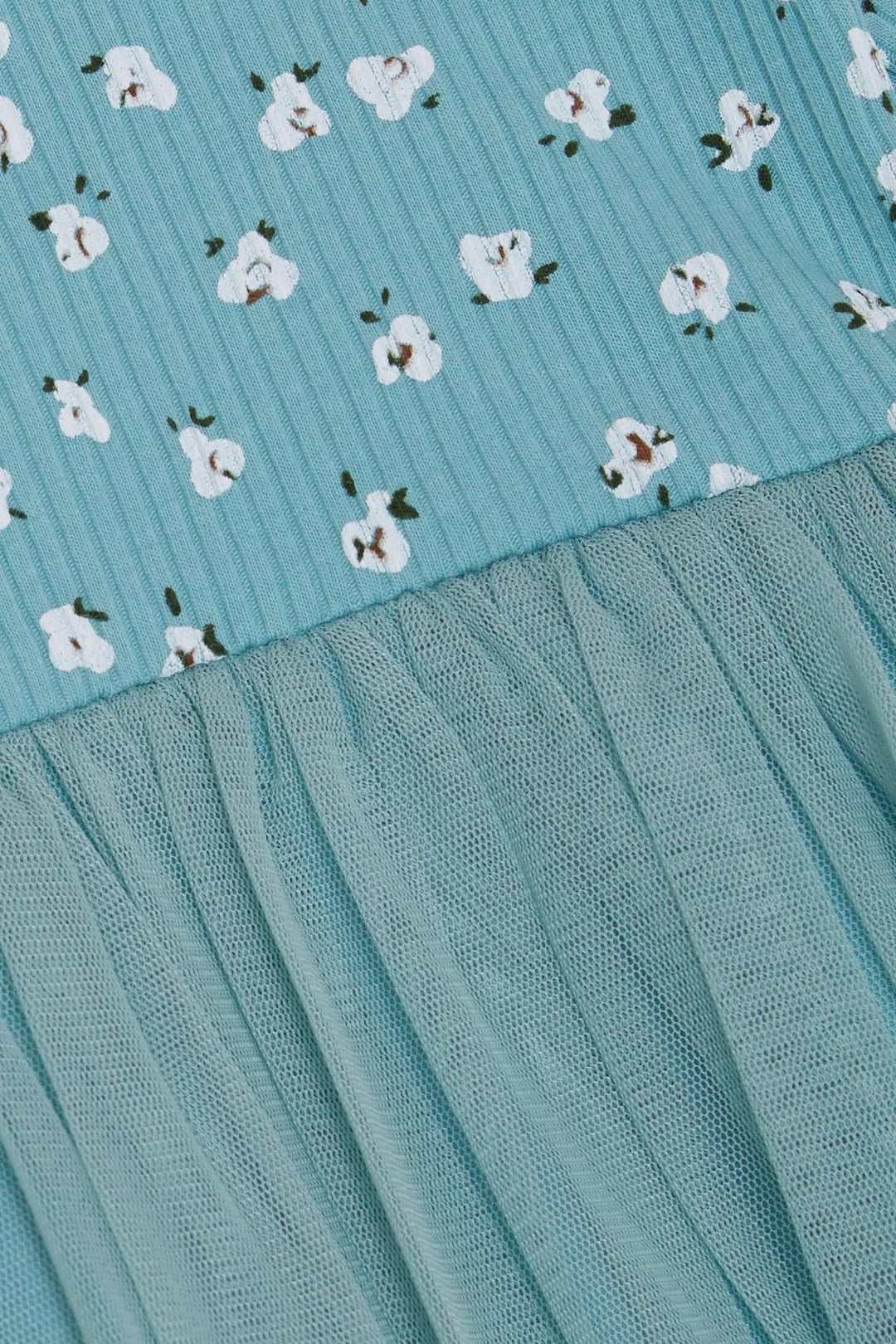 BRE Breeze Girl Child Long Sleeve Dress with Flower Pattern Ruffled Shoulders 3-8 Years, Aqua Green - Fountain Valley