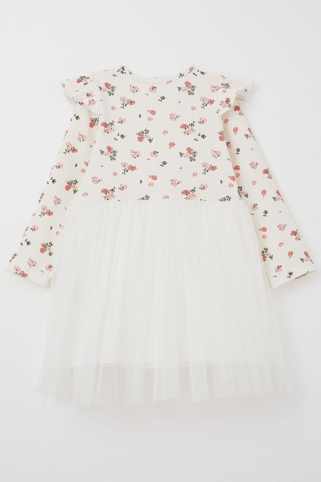 BRE Breeze Girl Child Long Sleeve Dress with Flower Pattern Bow 3-8 Years, Ecru - Adelanto