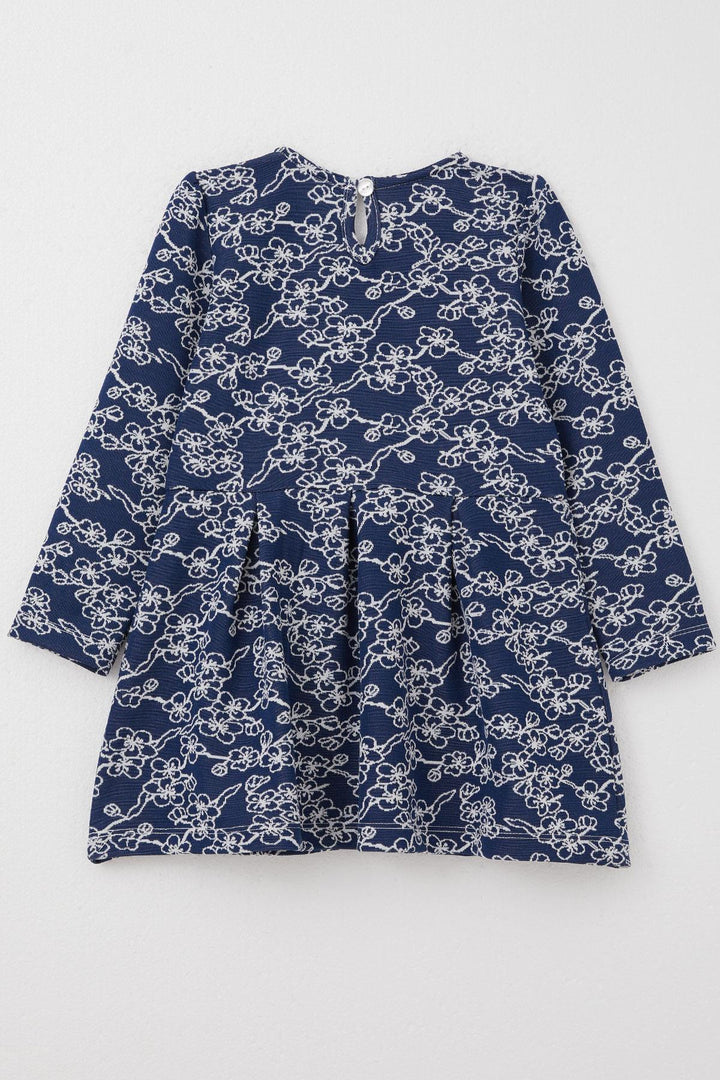 BRE Breeze Girl Child Long Sleeve Dress with Flower Pattern 1.5-5 Years, Navy Blue - Jacona de Plancarte