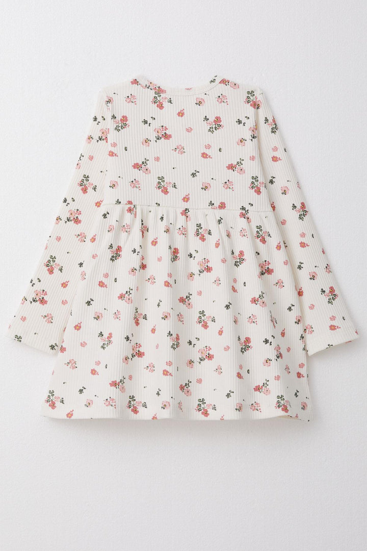 BRE Breeze Girl Child Long Sleeve Dress with Floral Buttoned 1.5-5 Years, Ecru - Almere