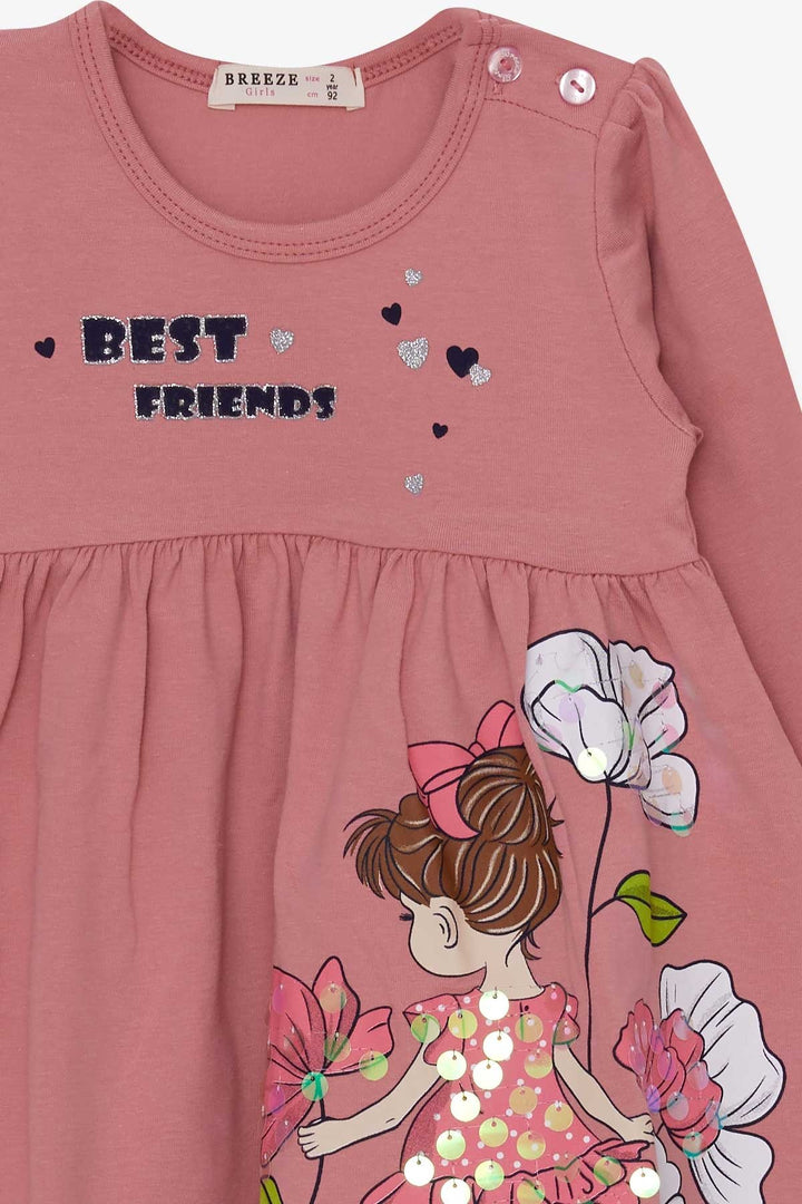 BRE Breeze Girl Child Long Sleeve Dress Floral Girl Printed 2-6 Years, Rose Pink - Bristol