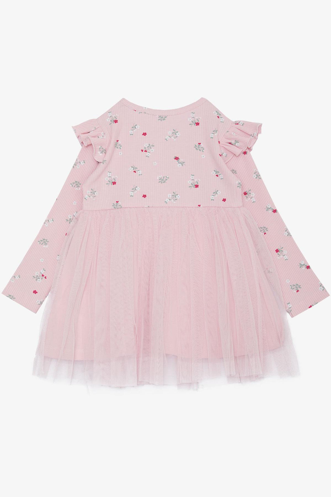 BRE Breeze Girl Child Long Sleeve Dress with Flower Pattern Ruffled Bow 3-7 Years, Pink - Bellingham