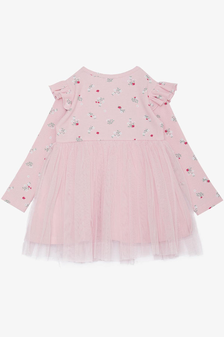 BRE Breeze Girl Child Long Sleeve Dress with Flower Pattern Ruffled Bow 3-7 Years, Pink - Bellingham